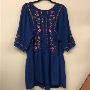 Umgee Royal Blue Tunic w/embroidery